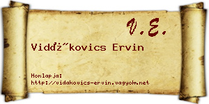 Vidákovics Ervin névjegykártya